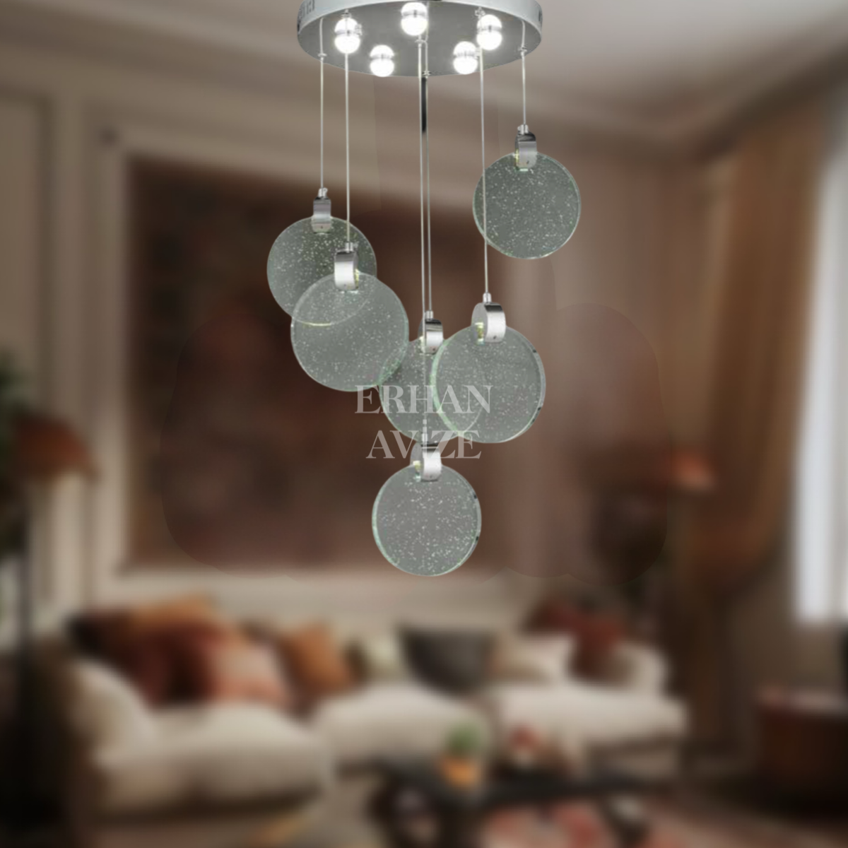 EAPV-123 6’lı Kristal Sarkıt Krom LED Avize