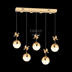 EAAD-43 YM Top Camlı Sıralı Gold LED Avize