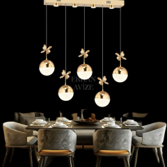 EAAD-43 YM Top Camlı Sıralı Gold LED Avize