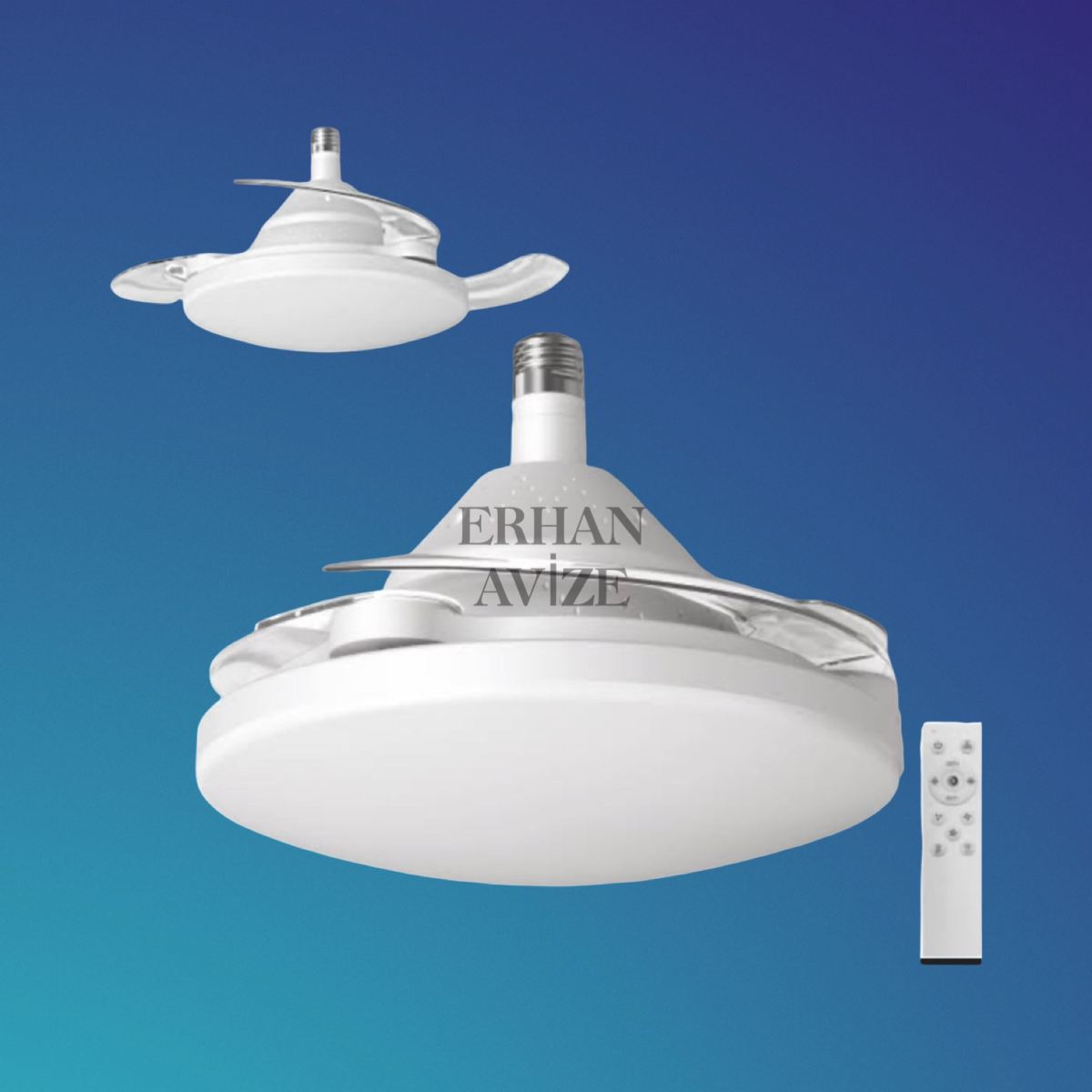 EACT-1156 Kumandalı, Hayalet Pervaneli Dolunay Fan Led Ampul