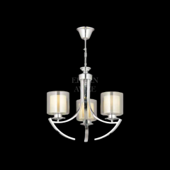 EAMD-06 3’lü Kollu Çift Cam Yuvarlak Krom Avize