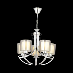 EAMD-06 5’li Kollu Çift Cam Yuvarlak Krom Avize