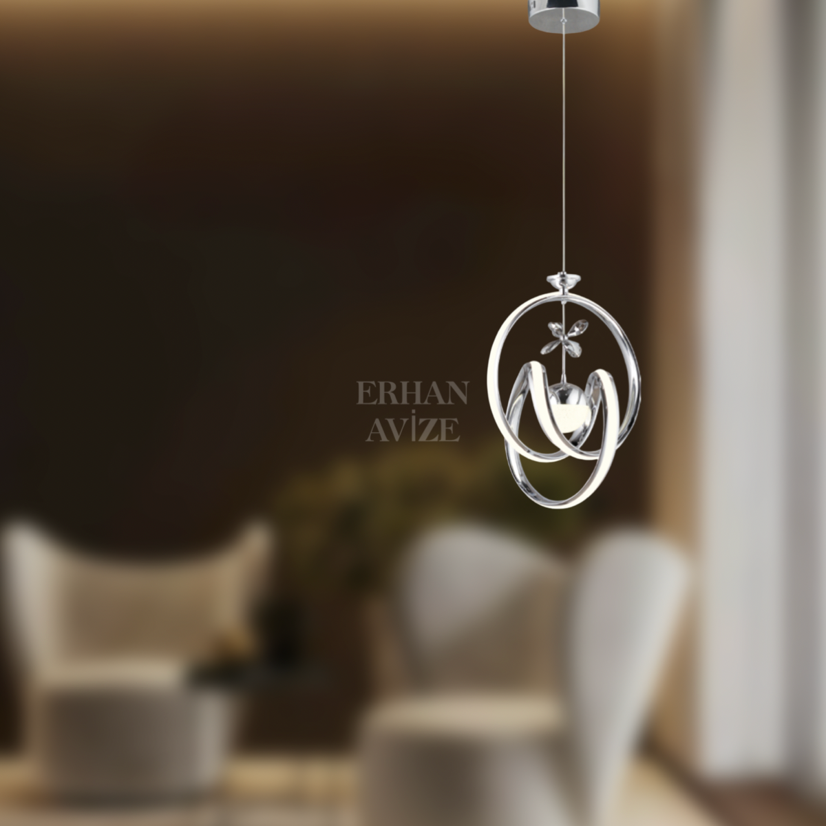 EAAD-39 Tekli Orta Toplu Krom LED Avize