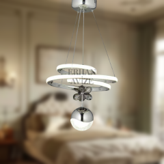 EAAD-27 30’luk Kristal Toplu Krom LED Avize