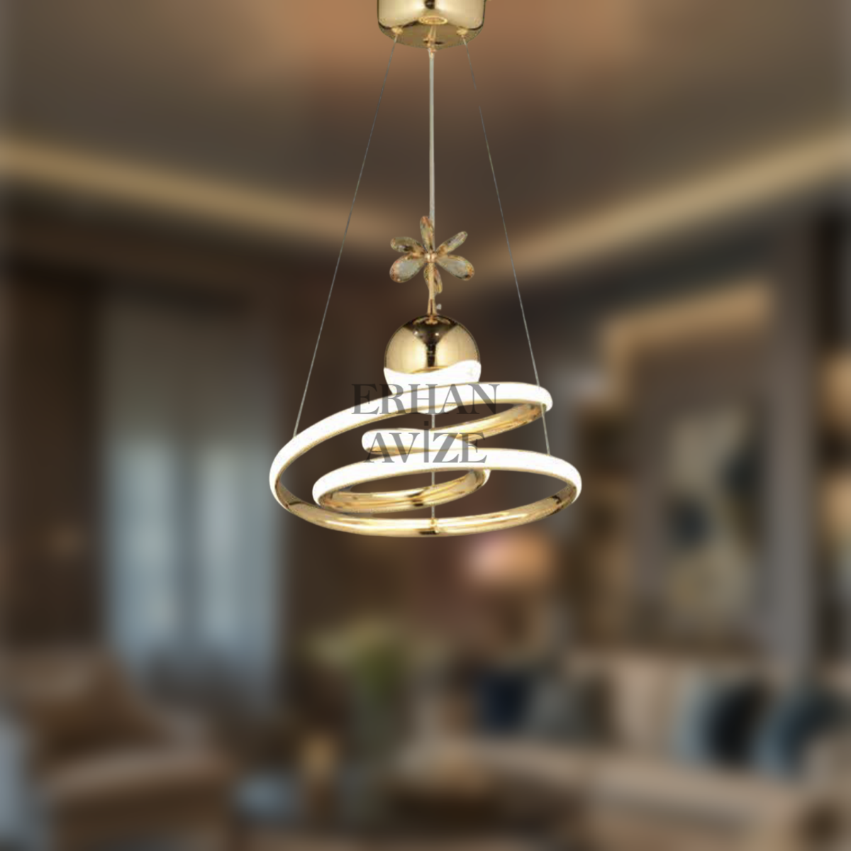 EAAD-27 30’luk Kristal Toplu Gold LED Avize