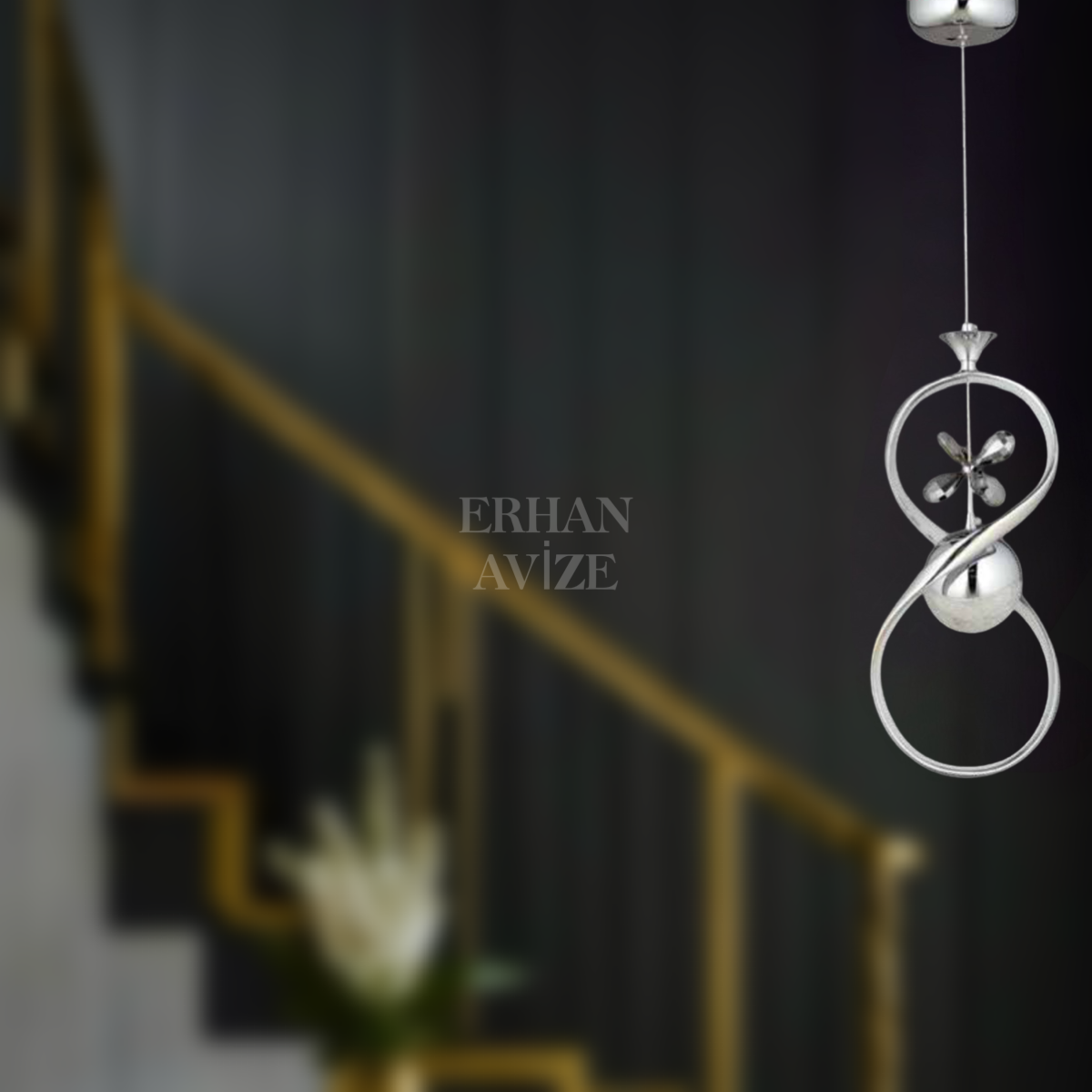 EAAD-16 Tekli Kristal Krom LED Avize