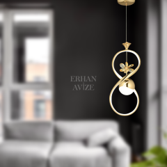 EAAD-16 Tekli Kristal Gold LED Avize