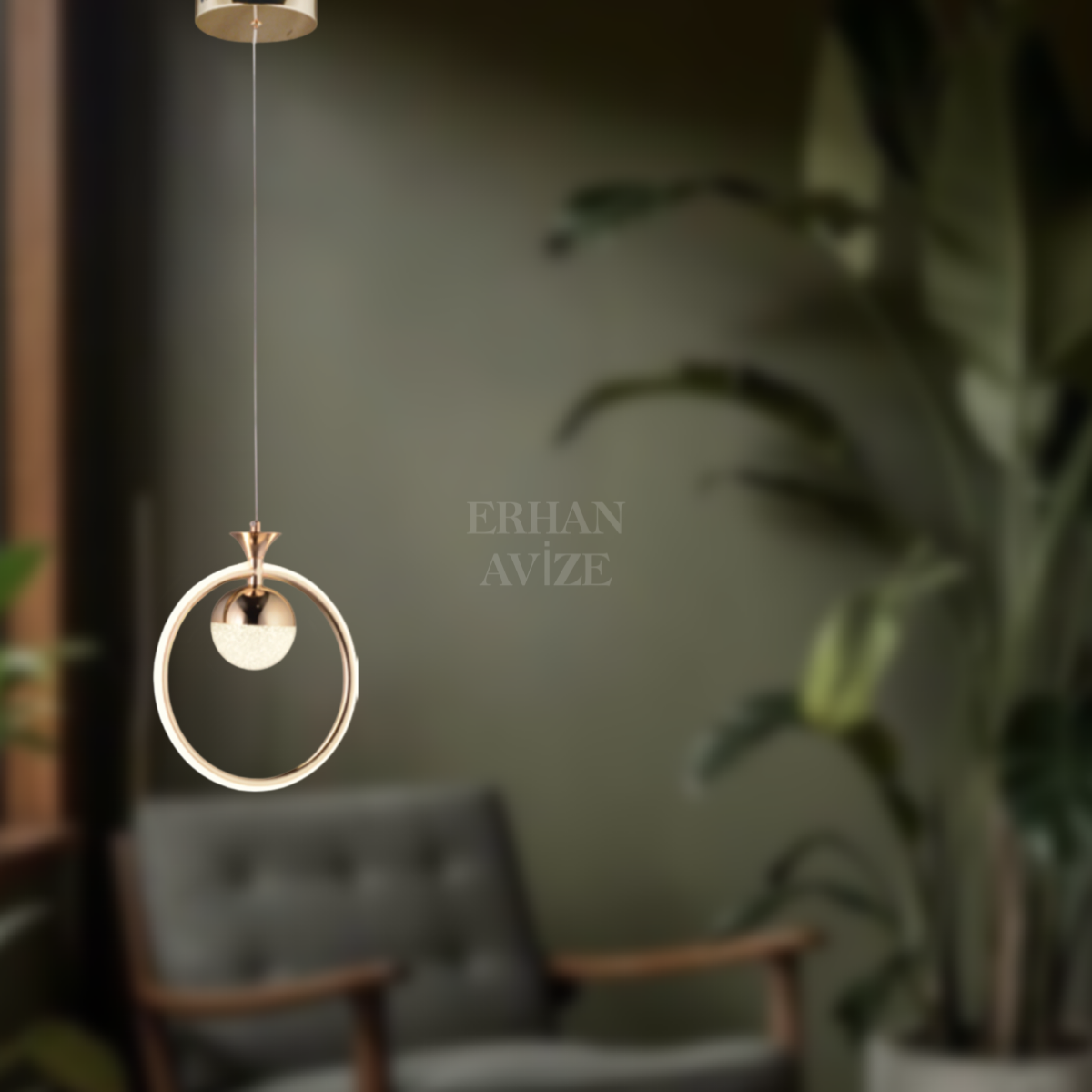 EAAD-103 Tekli Gold LED Avize