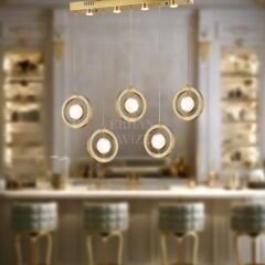 EAAD-202 YM 5’li Sıralı Gold Eskitme LED Avize