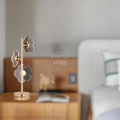 EAÇA Gold Kasa Çiçekli Abajur