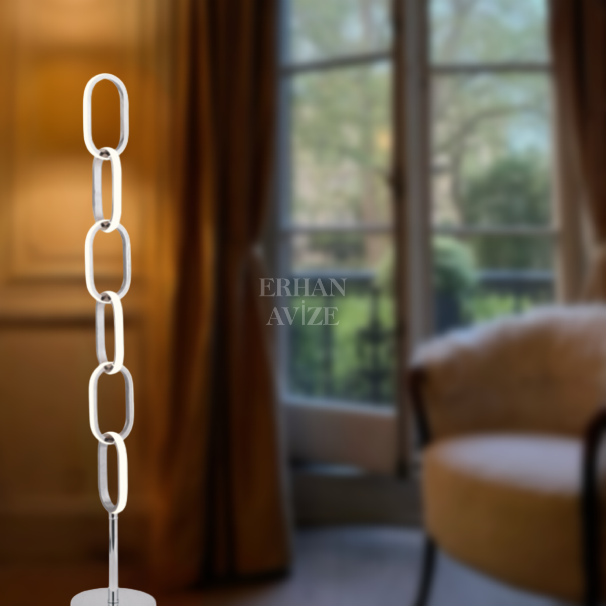 EAZNC Krom Kasa Zincir LED Lambader