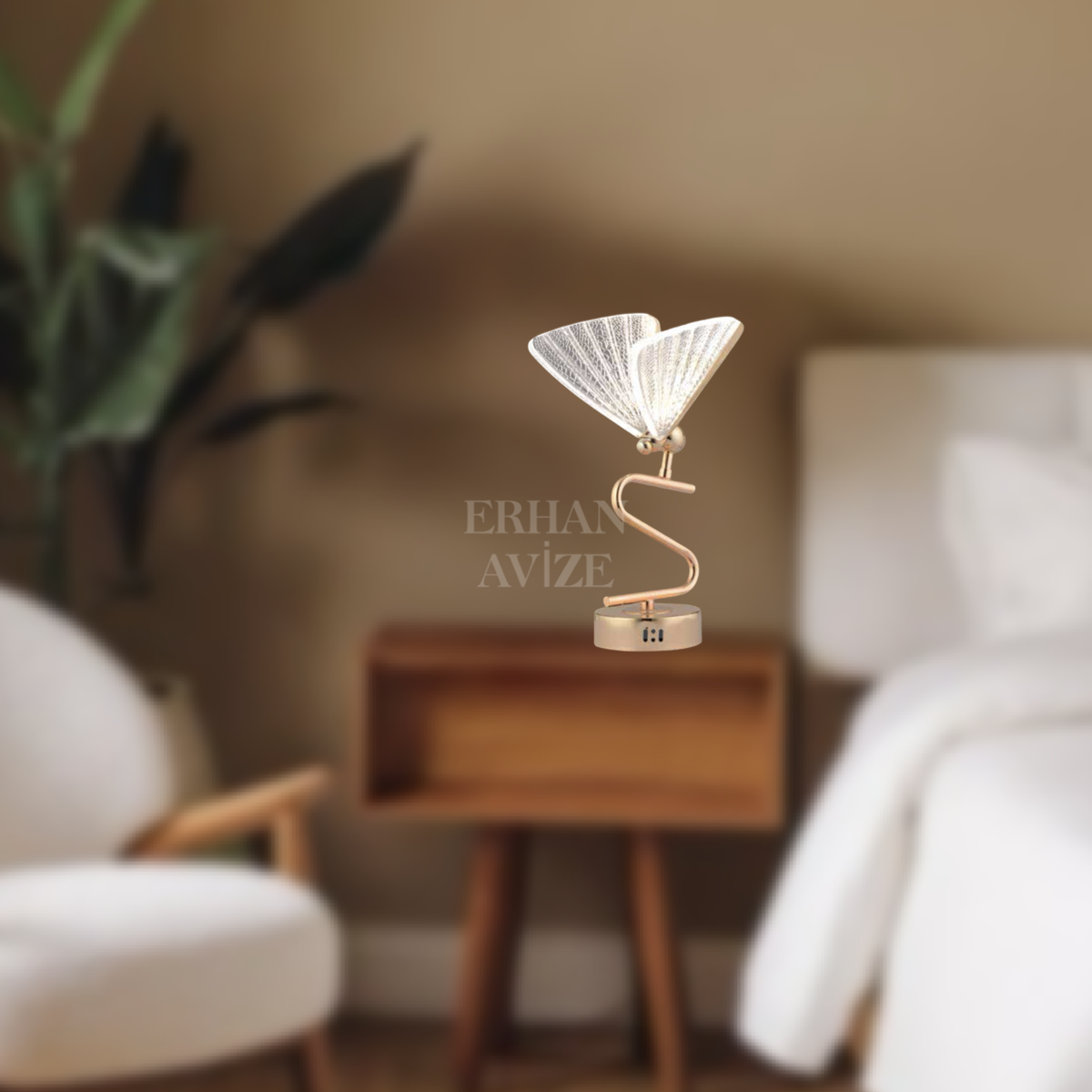 EAAD-82 Kristal Gold Kasa Kelebek Abajur