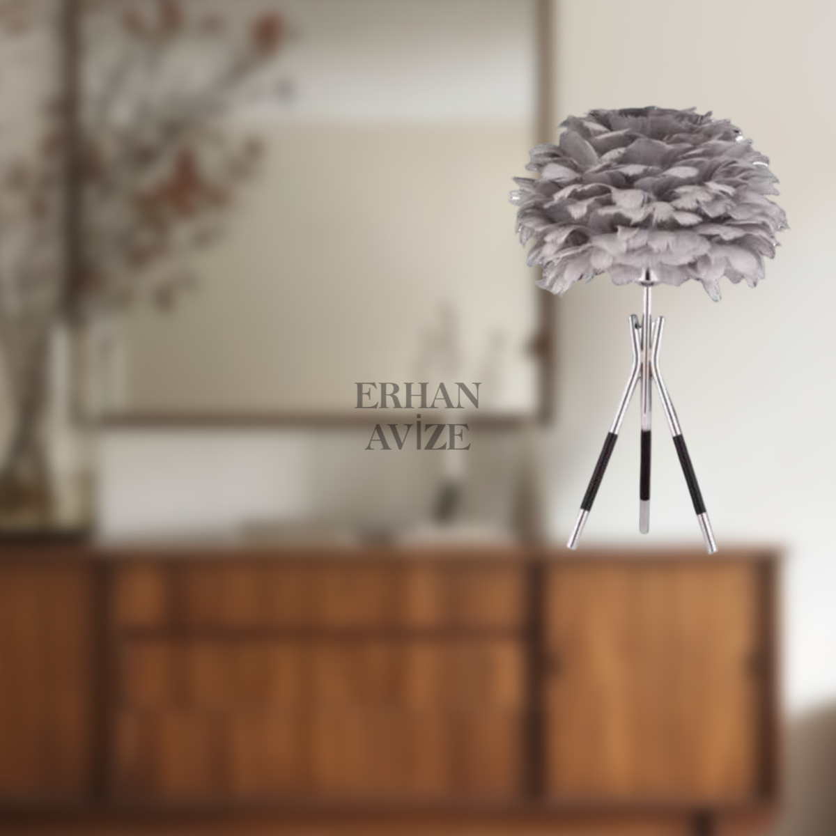 EAAB-05 Krom Kasa Tüy Şapka Abajur