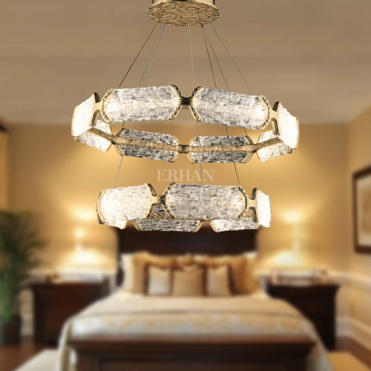 EASD-07 2 Katlı Gold LED Avize