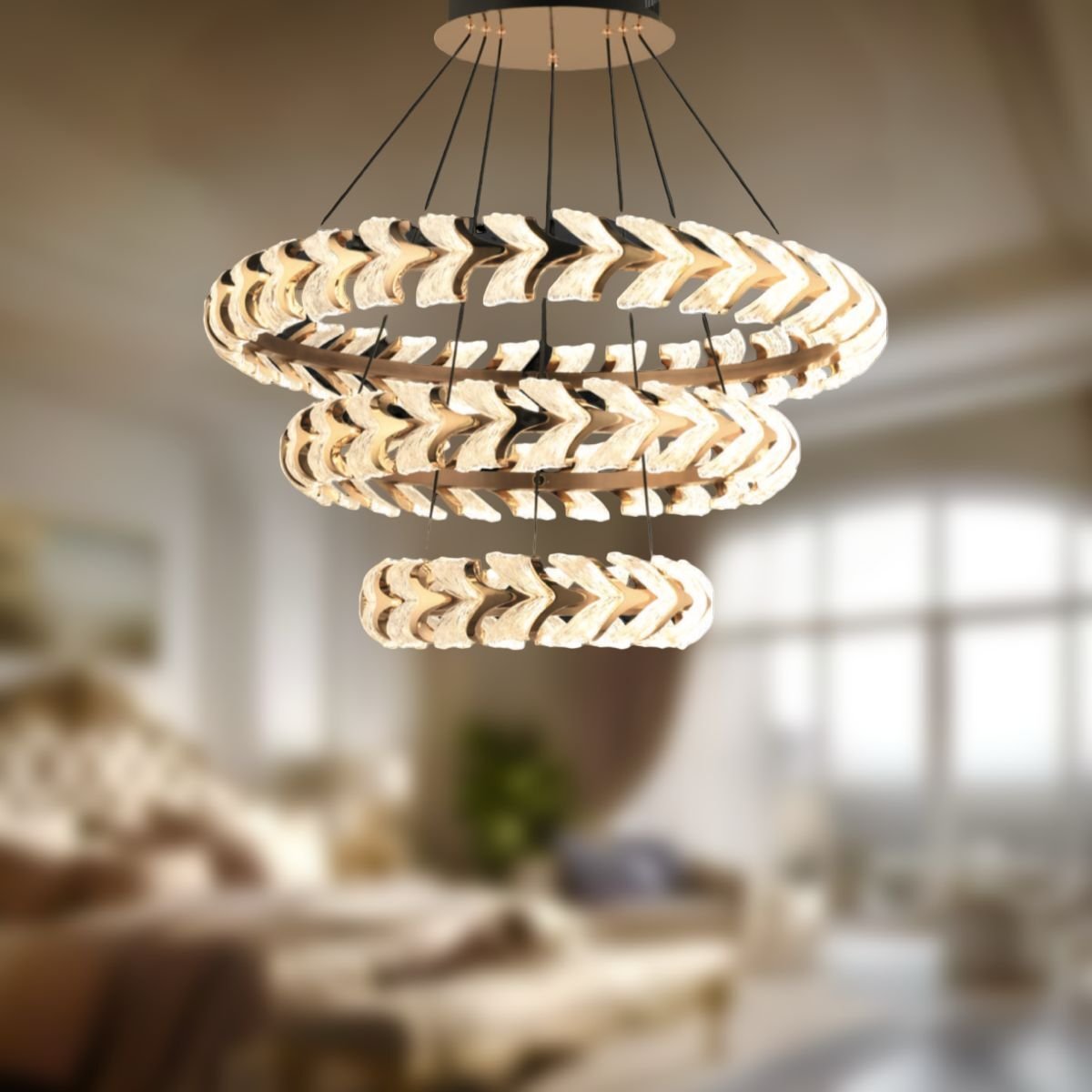 EASD-282 3 Katlı Gold LED Avize