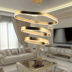 EASD-280 3 Katlı Sarkıt Eskitme-Gold LED Avize