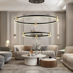 EASD-63 2 Katlı Sarkıt Siyah LED Avize