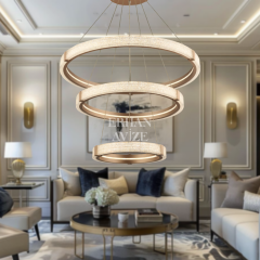 EASD-252 3 Katlı Sarkıt Şampanya Gold LED Avize