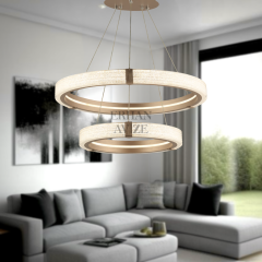 EASD-252 2 Katlı Sarkıt Şampanya Gold LED Avize