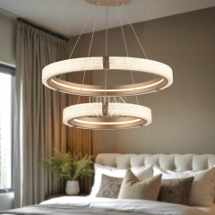 EASD-252 2 Katlı Sarkıt Şampanya Gold LED Avize