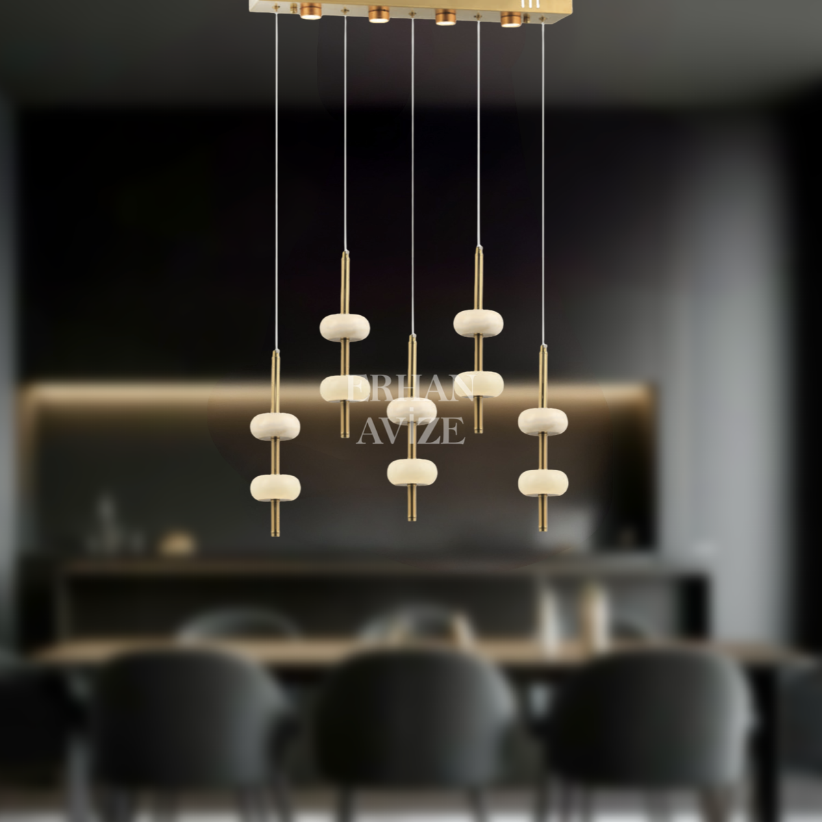 EASD-61 5’li Sıralı Prinç LED Avize