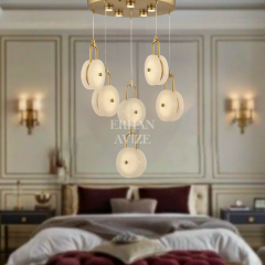 EASD-324 6’lı Sarkıt Eskitme Mermer LED Avize