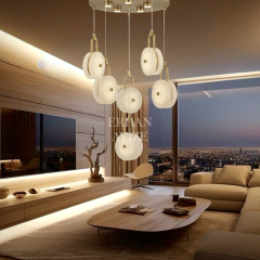 EASD-324 6’lı Sarkıt Eskitme Mermer LED Avize