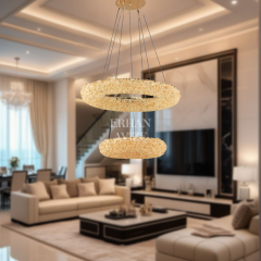 EASD-346 2 Katlı 55’lik Kristal Gold LED Avize