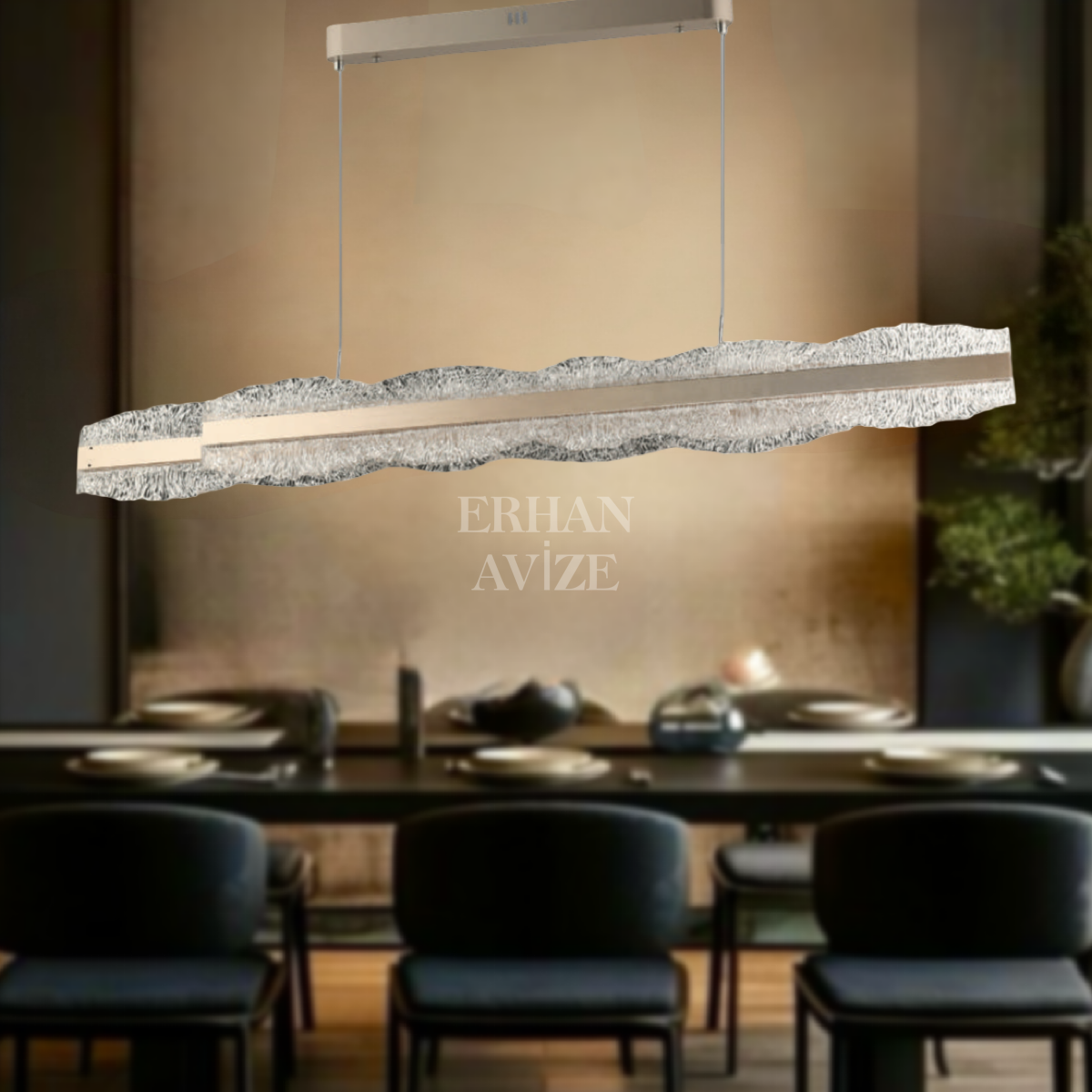 EASD-258 YM Kristal Fırçalanmış Nikel LED Avize