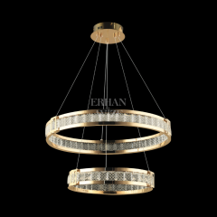 EASD-319 2 Katlı Kristal Gold LED Avize