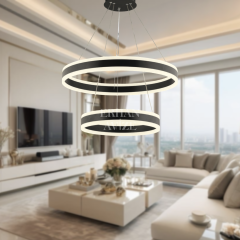 EASD-276 2 Katlı Siyah LED Avize