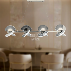 EASD-263 YM Parlak Pleksi Çizgili Cam Krom LED Avize