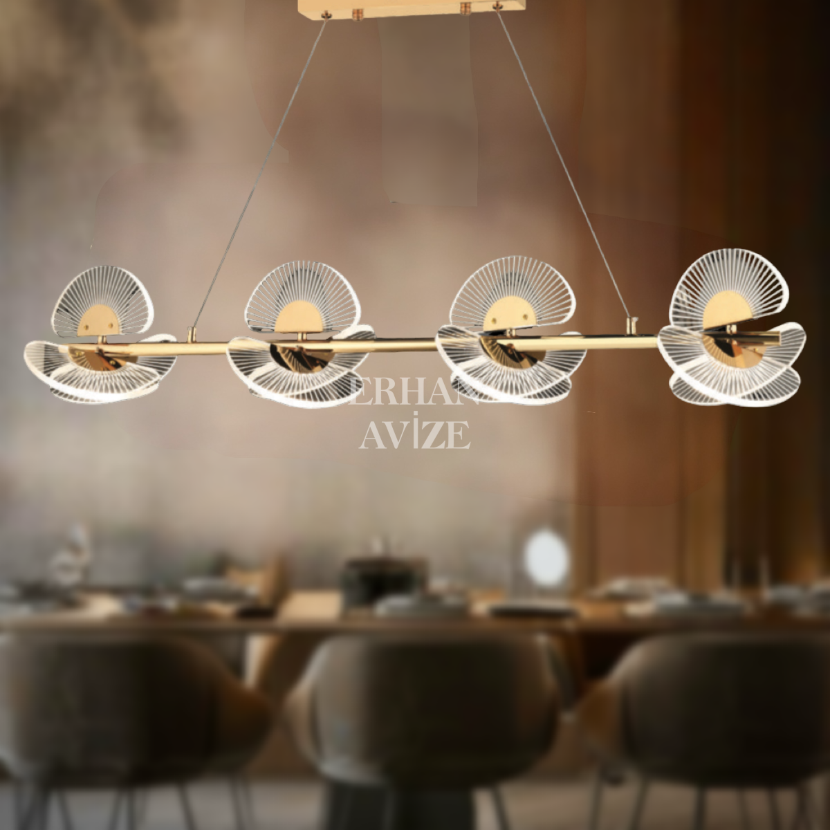 EASD-263 YM Pleksi Çizgili Gold LED Avize