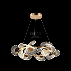 EASD-263 70’lik Pleksi Çizgili Gold LED Avize