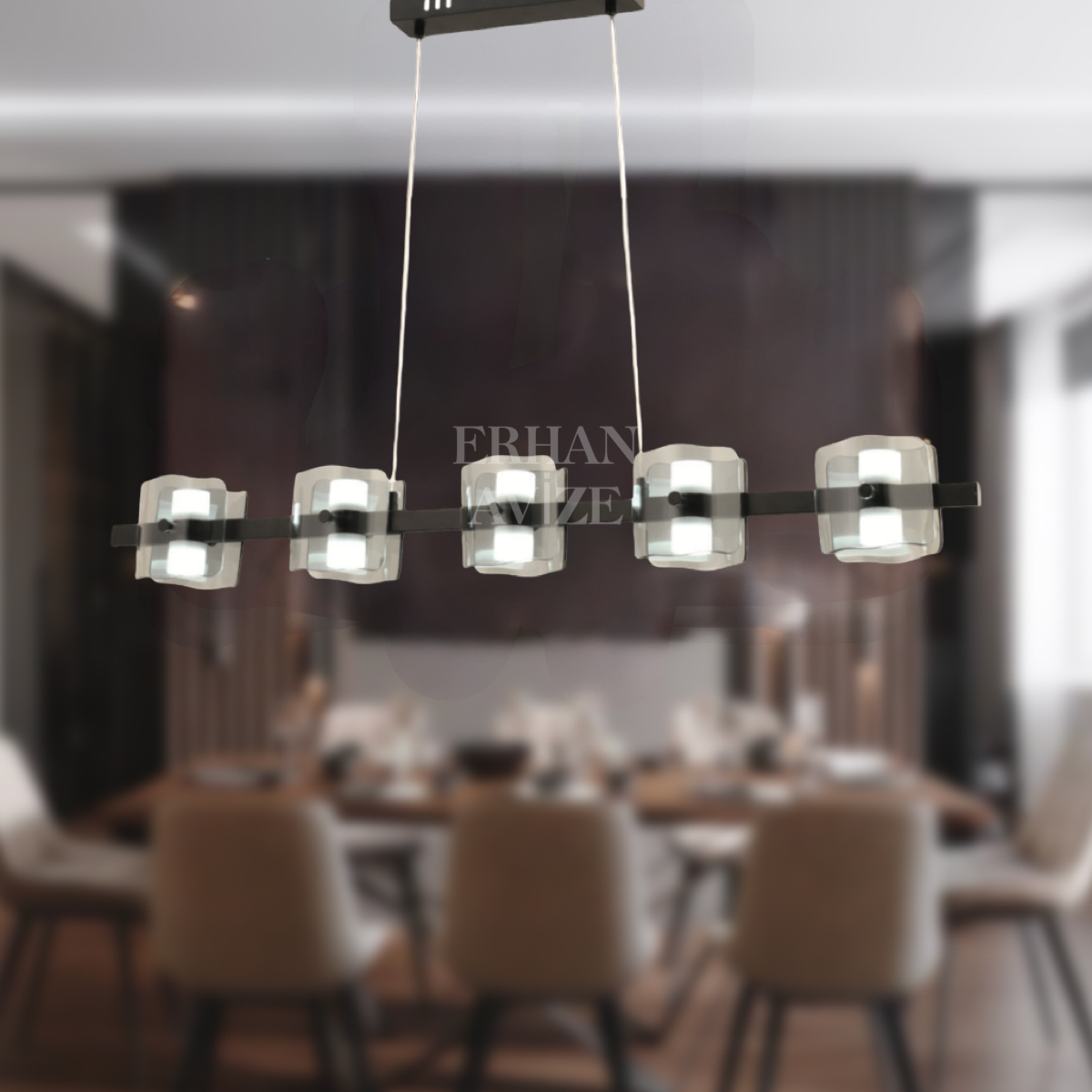 EAPD-178 YM 5’li Sıralı Krom LED Avize