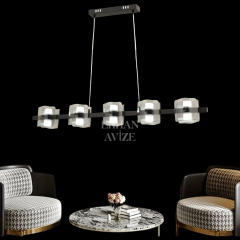 EAPD-178 YM 5’li Sıralı Krom LED Avize