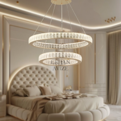 EASD-260 2 Katlı Kristal Gold LED Avize