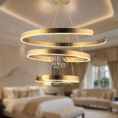 EASD-167 3 Katlı Prinç Yuvarlak LED Avize