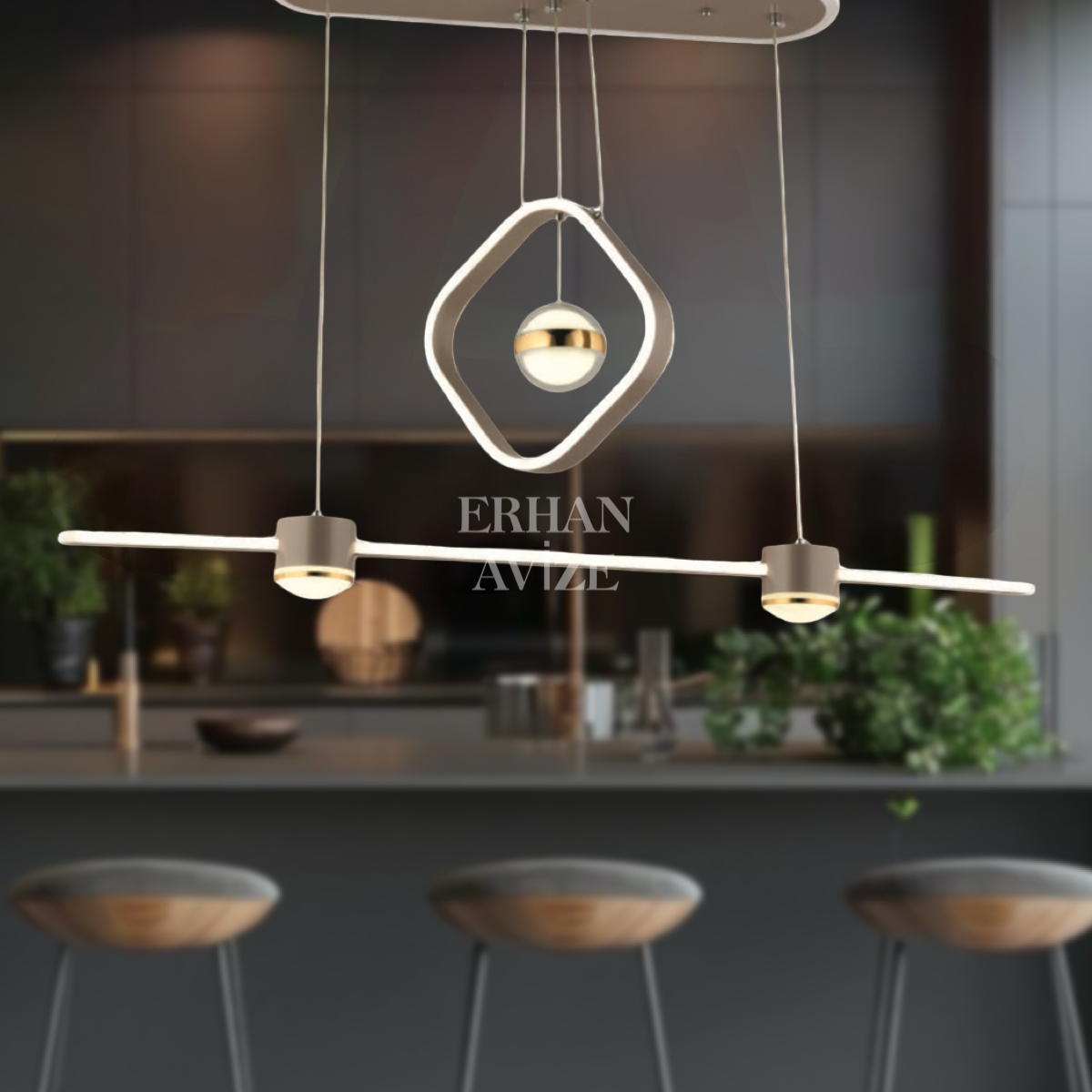 EASD-317 YM Sarkıt Saten Bronz LED Avize