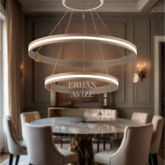 EASD-313 2 Katlı Sarkıt Saten Bronz LED Avize