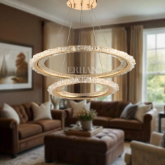 EASD-264 2 Katlı Kristal Gold LED Avize