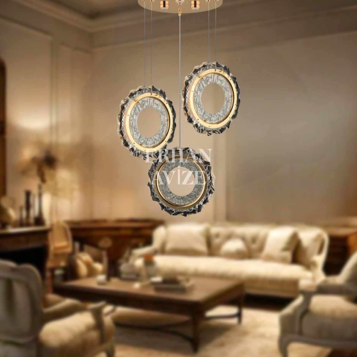 EASD-265 35’lik Sarkıt Kristal Gold LED Avize