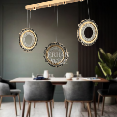 EASD-265 YM 3’lü Sıralı Kristal Gold LED Avize