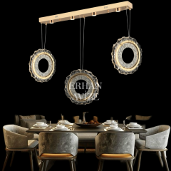 EASD-265 YM 3’lü Sıralı Kristal Gold LED Avize
