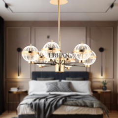 EASD-298 6 Top Camlı Gold LED Avize