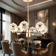 EASD-298 6 Top Camlı Gold LED Avize