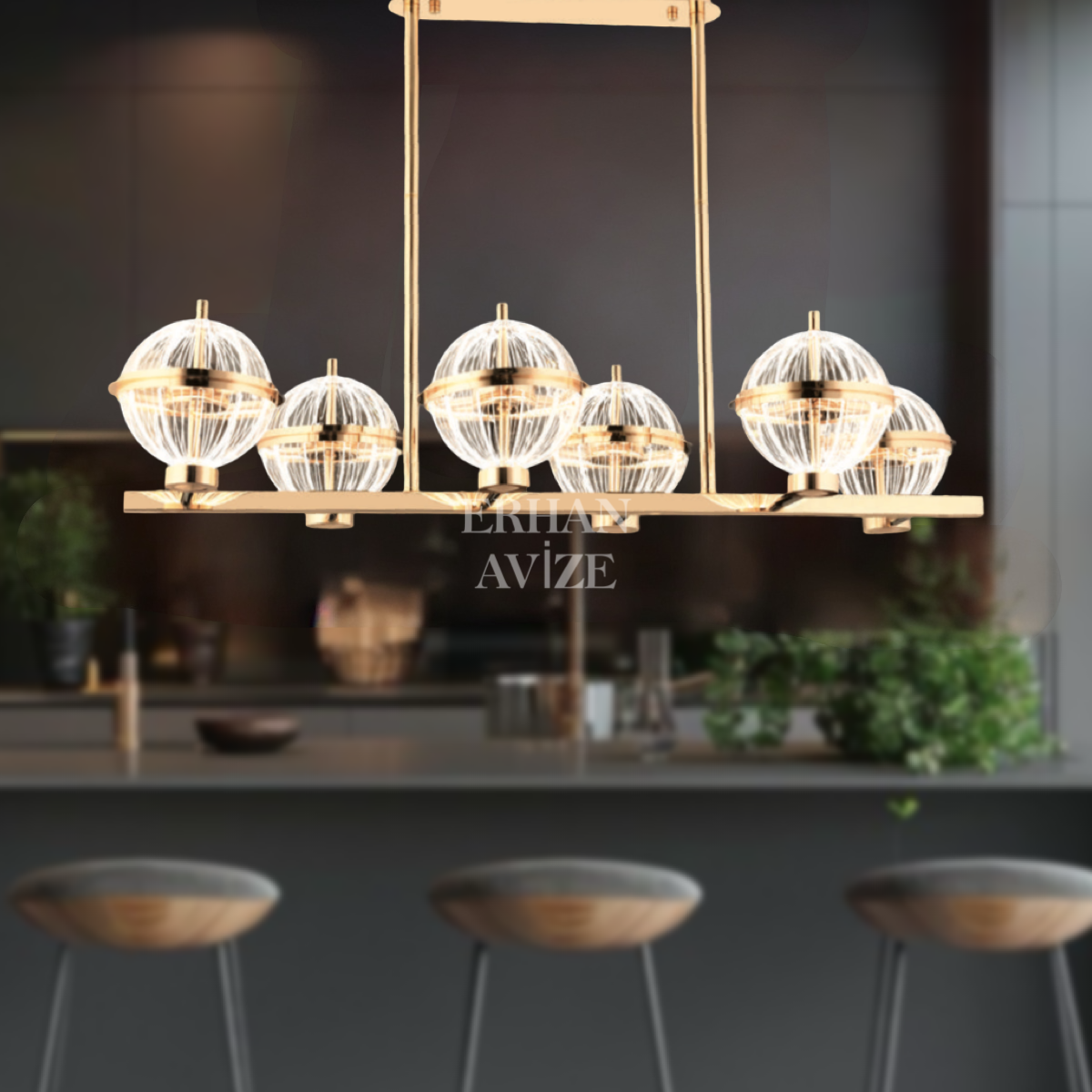 EASD-298 YM Sıralı Top Pleksi Gold LED Avize