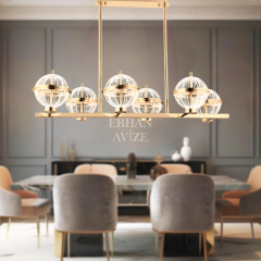 EASD-298 YM Sıralı Top Camlı Gold LED Avize