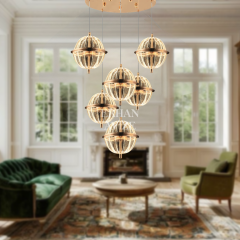 EASD-293 6’lı Sarkıt Top Camlı Gold LED Avize