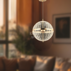 EASD-296 40’lık Top Camlı Tekli Sarkıt Gold LED Avize